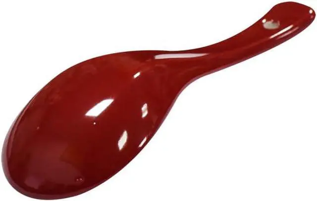 Alt view image 2 of 5 - Dark Red 6 pcs Porcelain Soup Spoon Round-Bottom Asia Ceramic Rice Spoons Chinese Won Ton Spoons for Home Kitchen Restaurant