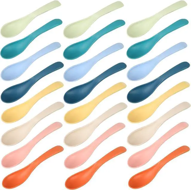 Main image of 24Pcs Wheat Straw Spoon set Unbreakable Soup Spoons 6 Inches Ramen Spoons Portable Small Cereal Spoon for Adult (8 colors)