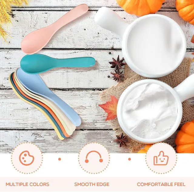 Alt view image 6 of 7 - 24Pcs Wheat Straw Spoon set Unbreakable Soup Spoons 6 Inches Ramen Spoons Portable Small Cereal Spoon for Adult (8 colors)