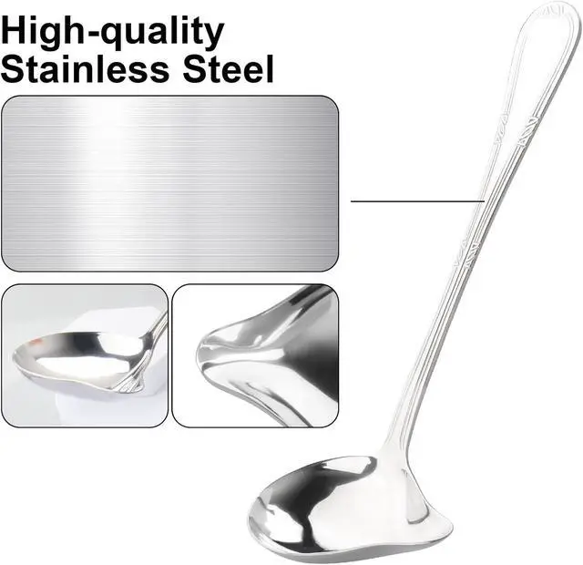 Alt view image 6 of 7 - 2 Pcs Gravy Spoon Ladle Small Ladle with Pouring Spout 18/10 Stainless Steel Sauce Drizzle Spoon for Spooning Gravies and Sauces, 7.8 Inches