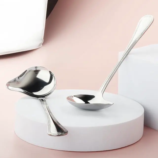 Alt view image 7 of 7 - 2 Pcs Gravy Spoon Ladle Small Ladle with Pouring Spout 18/10 Stainless Steel Sauce Drizzle Spoon for Spooning Gravies and Sauces, 7.8 Inches