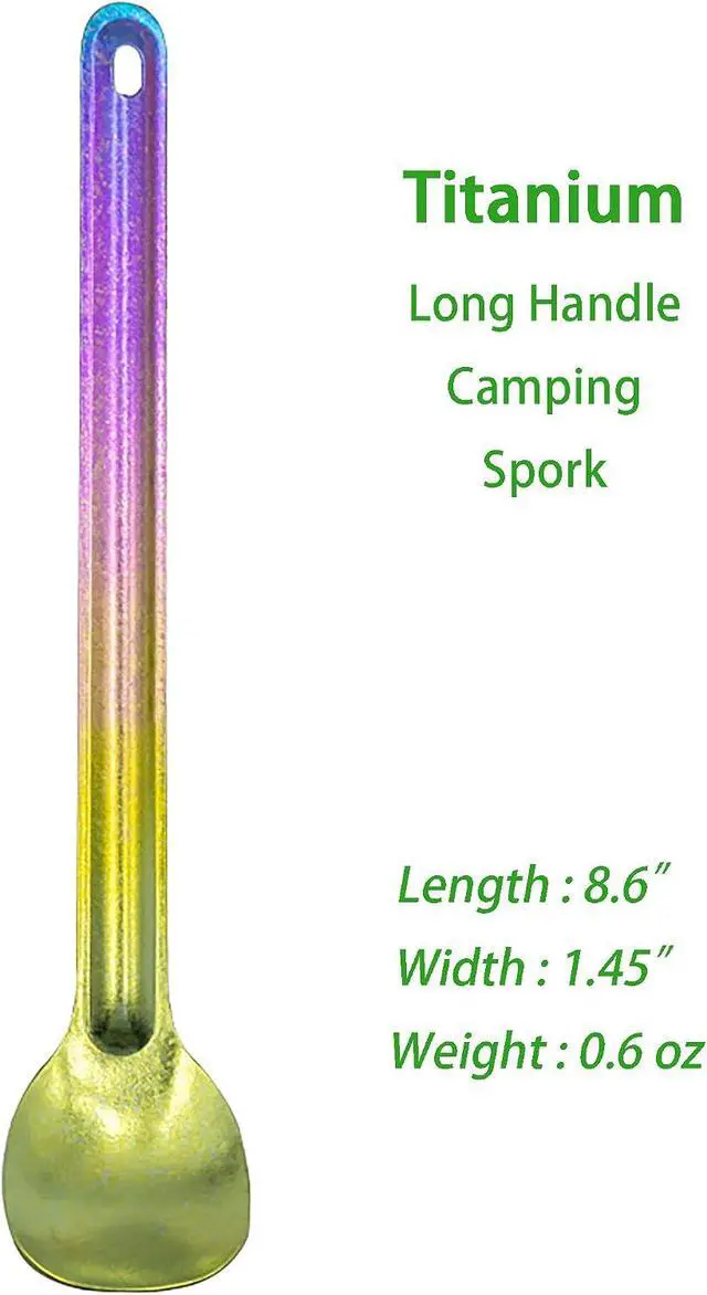 Alt view image 2 of 3 - Titanium Long Handel Spork and Spoon, Camping Spork and Spoon, Soup Spoon, Eco-Friendly Coffee Spoon, Portable Travel Camping Utensils