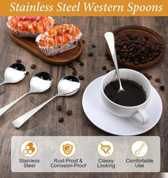 Alt view image 3 of 7 - Soup Spoons Stainless Steel, 4 PCS Stainless Steel Soup Spoons Set | Cereal Spoons, Heavy Duty, Round Soup Spoon, For Restaurant, For Home, For Catering, Dishwasher Safe, Silver