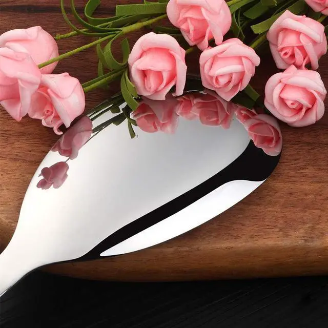 Alt view image 5 of 7 - 9.6inch Serving Spoons Set of 4, Stainless Steel Buffet Banquet SpoonLong Handle Serving Spoons for Catering, Kitchen Dishwasher safe (Silver)