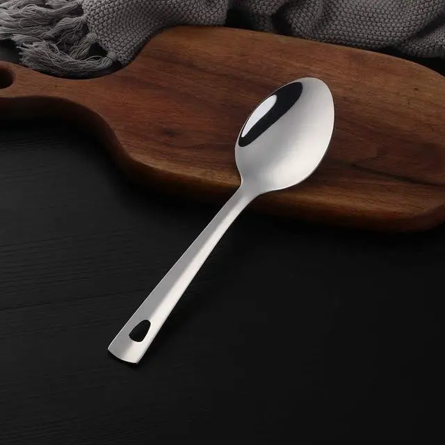 Alt view image 6 of 7 - 9.6inch Serving Spoons Set of 4, Stainless Steel Buffet Banquet SpoonLong Handle Serving Spoons for Catering, Kitchen Dishwasher safe (Silver)