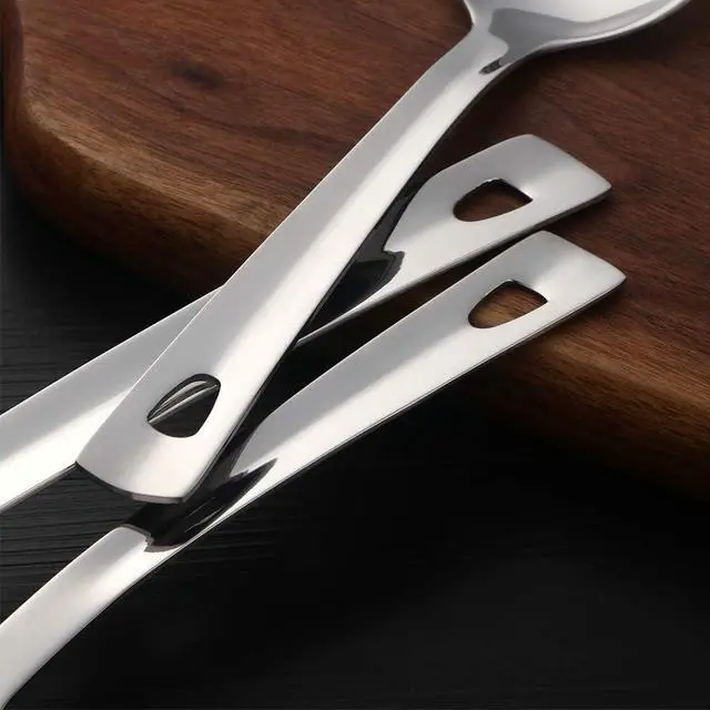 Alt view image 7 of 7 - 9.6inch Serving Spoons Set of 4, Stainless Steel Buffet Banquet SpoonLong Handle Serving Spoons for Catering, Kitchen Dishwasher safe (Silver)