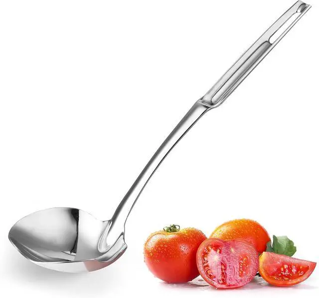 Main image of Soup Ladle Stainless Steel,12"Metal Soup Spoon with Heat-Proof Handle Comfortable Grip,Durable and Sustainable,Cooking Spoon for Kitchen