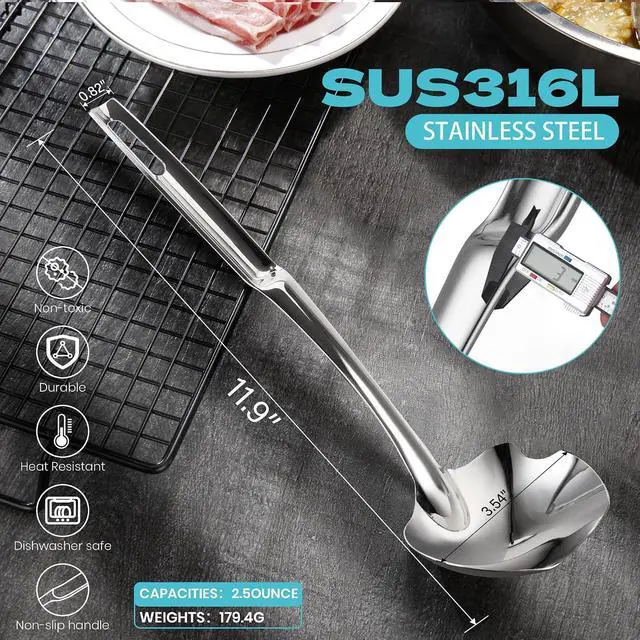 Alt view image 2 of 7 - Soup Ladle Stainless Steel,12"Metal Soup Spoon with Heat-Proof Handle Comfortable Grip,Durable and Sustainable,Cooking Spoon for Kitchen