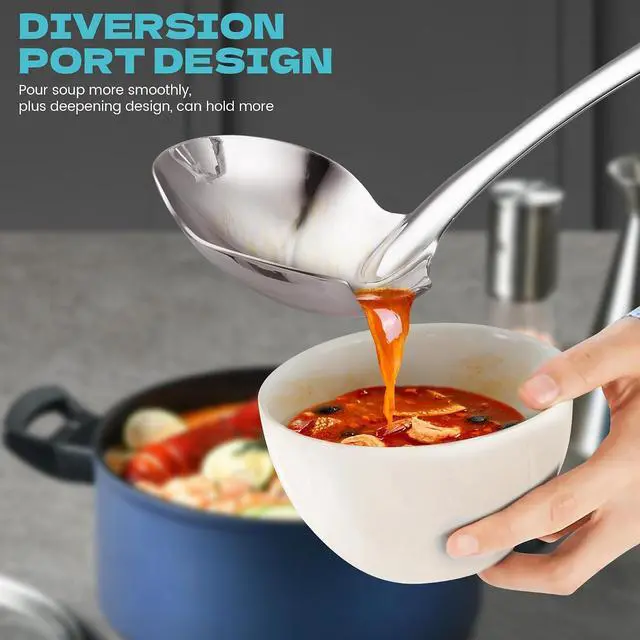 Alt view image 3 of 7 - Soup Ladle Stainless Steel,12"Metal Soup Spoon with Heat-Proof Handle Comfortable Grip,Durable and Sustainable,Cooking Spoon for Kitchen