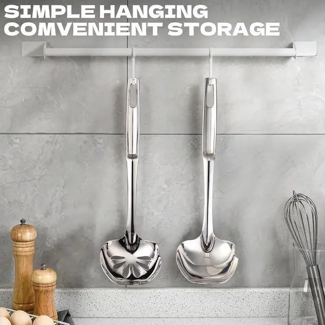 Alt view image 6 of 7 - Soup Ladle Stainless Steel,12"Metal Soup Spoon with Heat-Proof Handle Comfortable Grip,Durable and Sustainable,Cooking Spoon for Kitchen