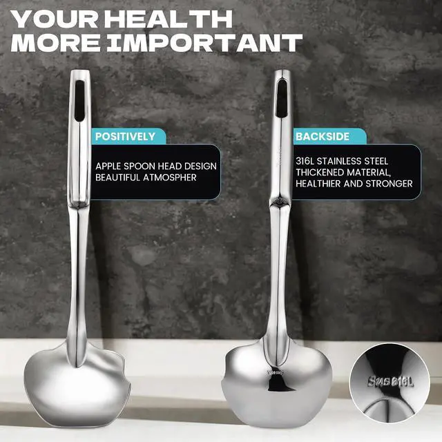 Alt view image 4 of 7 - Soup Ladle Stainless Steel,12"Metal Soup Spoon with Heat-Proof Handle Comfortable Grip,Durable and Sustainable,Cooking Spoon for Kitchen