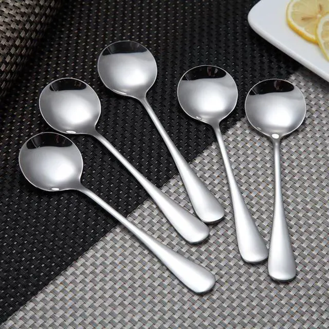 Alt view image 5 of 7 - HornTide 6-Piece Soup Spoon Set Bouillon Spoon Flatware Stainless Steel Mirror Polishing 18.8cm 7.4-Inch