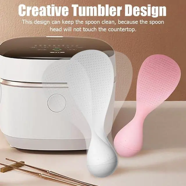 Alt view image 2 of 7 - Ouliget Tumbler Anti-Stick Plastic Rice Spoon,Creative Stand Up Non Stick Rice Spoon Scooper Spatula,Rice Cooker Practical Spoons Kitchen Utensils for Salads Mashed Potato