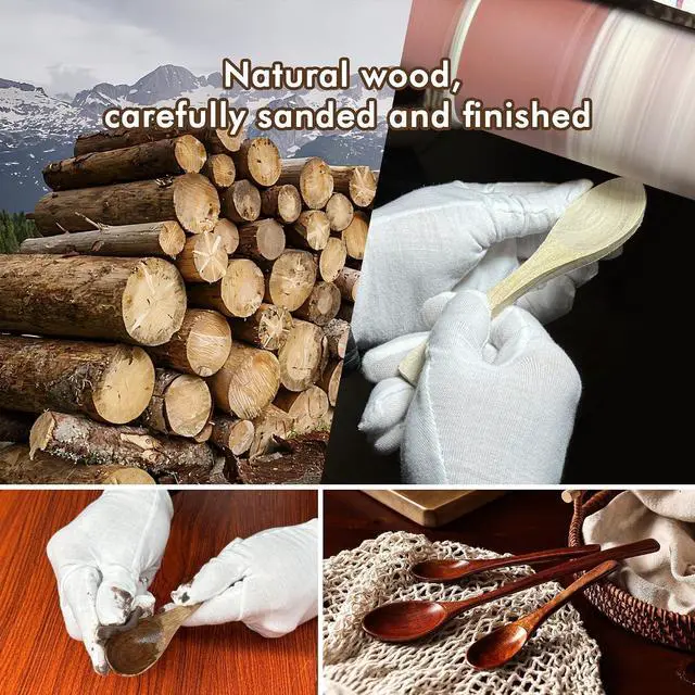 Alt view image 5 of 6 - 6pcs 9in Wooden Spoons, Soup Spoons Set, Long Handle Wooden Utensils | for Cooking, Tasting, Serving, Stirring and Mixing (6pcs 9in)