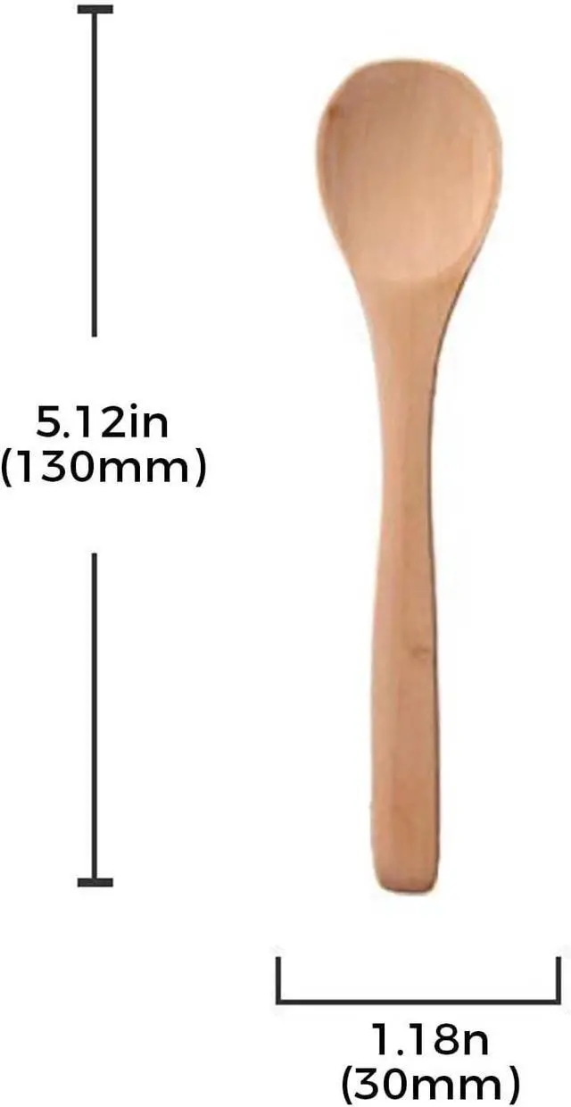 Alt view image 2 of 6 - 20pcs kitchen wooden spoon, natural wooden soup spoons, long handled honey coffee, milk spoons, spice seasoning spoon, tableware, honey teaspoon suitable for spices, ice cream, cakes