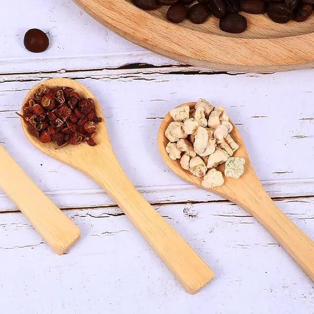 Alt view image 3 of 6 - 20pcs kitchen wooden spoon, natural wooden soup spoons, long handled honey coffee, milk spoons, spice seasoning spoon, tableware, honey teaspoon suitable for spices, ice cream, cakes