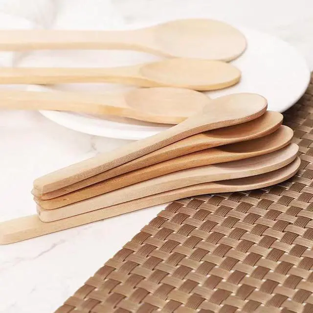 Alt view image 5 of 6 - 20pcs kitchen wooden spoon, natural wooden soup spoons, long handled honey coffee, milk spoons, spice seasoning spoon, tableware, honey teaspoon suitable for spices, ice cream, cakes
