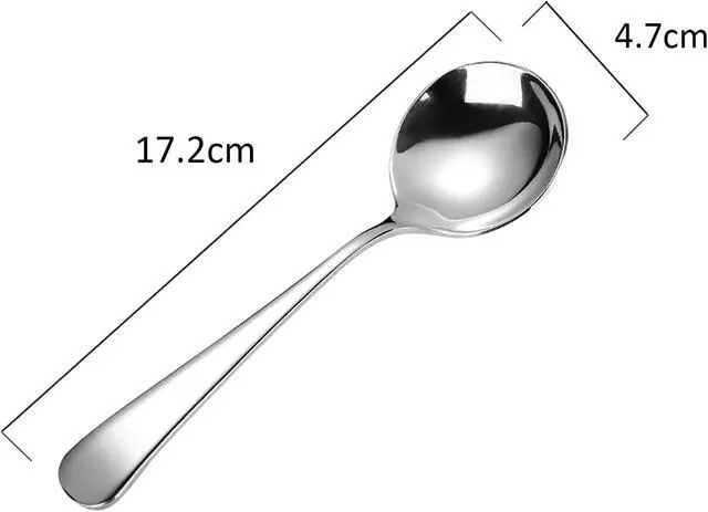 Alt view image 7 of 7 - Metal Soup Spoons,Stainless Steel Spoons for Soup Round Colorful Dinner Spoons Thick Short handle Table Spoon 6.3-Inch, Set of 6 (Sliver)