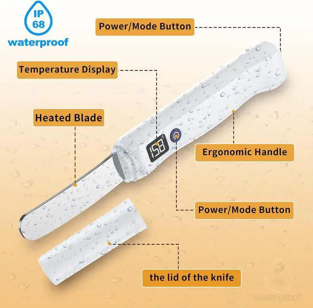 Alt view image 3 of 7 - Stainless Steel Heated Butter Knife Spreader for Cold Butter, Cream Cheese, Jam, Pastry, Charcuterie, Multipurpose Kitchen Gadgets Butter Knives IP68 Waterproof, White