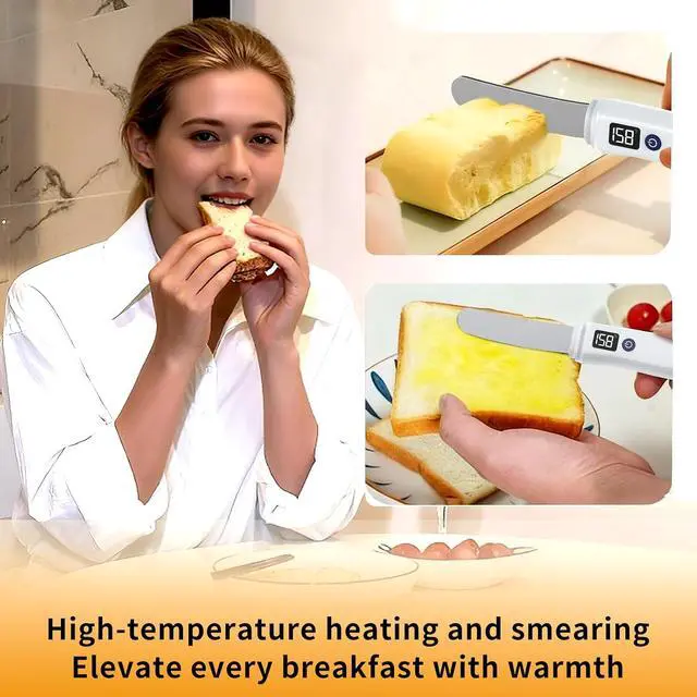 Alt view image 5 of 7 - Stainless Steel Heated Butter Knife Spreader for Cold Butter, Cream Cheese, Jam, Pastry, Charcuterie, Multipurpose Kitchen Gadgets Butter Knives IP68 Waterproof, White
