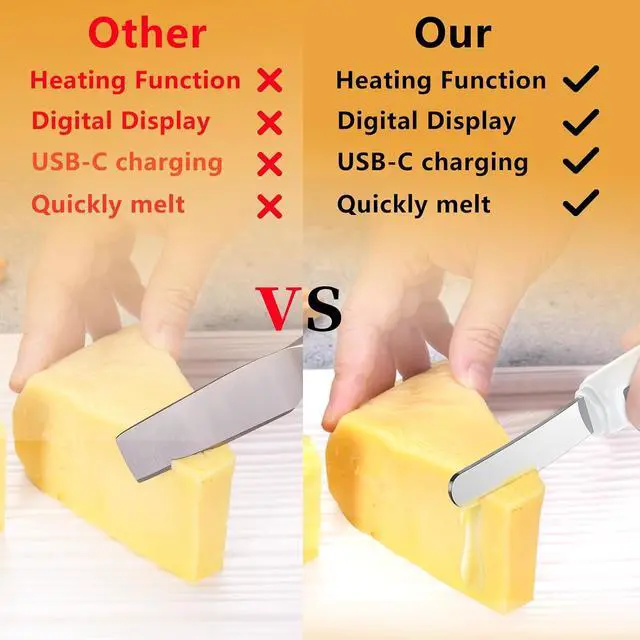Alt view image 6 of 7 - Stainless Steel Heated Butter Knife Spreader for Cold Butter, Cream Cheese, Jam, Pastry, Charcuterie, Multipurpose Kitchen Gadgets Butter Knives IP68 Waterproof, White