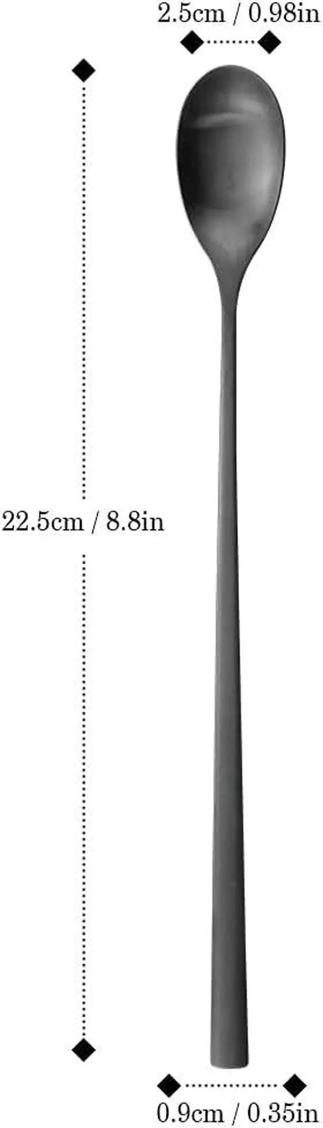 Alt view image 2 of 7 - AOOSY Long Handle Spoon, 9-In Matte Black Coffee Stirrers, Set of 6 | Ice Tea Spoon, Premium 18/10 Stainless Steel Iced Teaspoon Coffee Spoons for Milks Tea Mixing Cocktail Stirring Coffee