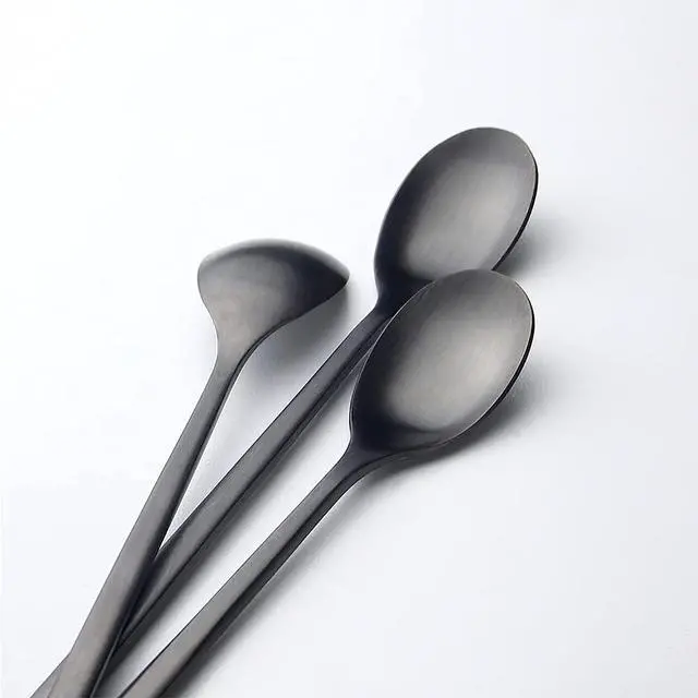 Alt view image 3 of 7 - AOOSY Long Handle Spoon, 9-In Matte Black Coffee Stirrers, Set of 6 | Ice Tea Spoon, Premium 18/10 Stainless Steel Iced Teaspoon Coffee Spoons for Milks Tea Mixing Cocktail Stirring Coffee