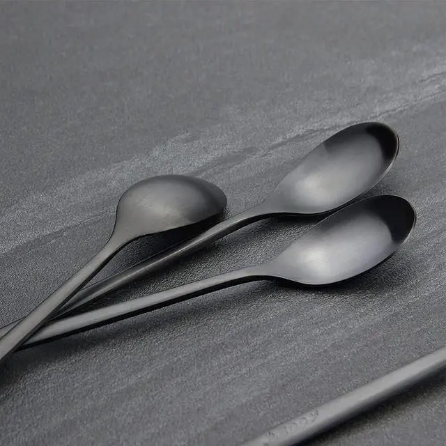 Alt view image 4 of 7 - AOOSY Long Handle Spoon, 9-In Matte Black Coffee Stirrers, Set of 6 | Ice Tea Spoon, Premium 18/10 Stainless Steel Iced Teaspoon Coffee Spoons for Milks Tea Mixing Cocktail Stirring Coffee