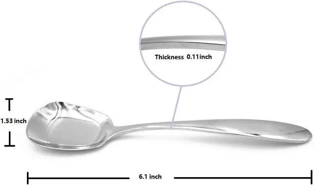 Alt view image 2 of 7 - Stainless Steel Soup Spoons Set of 3 - Table Spoons With Special Square Design, Mirror Polish, Small Size (6.1 Inches Length, 1.53 Inches Width, 0.11inch Thickness)