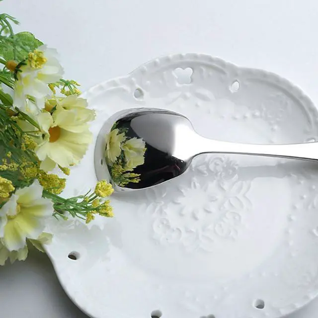Alt view image 6 of 7 - Stainless Steel Soup Spoons Set of 3 - Table Spoons With Special Square Design, Mirror Polish, Small Size (6.1 Inches Length, 1.53 Inches Width, 0.11inch Thickness)