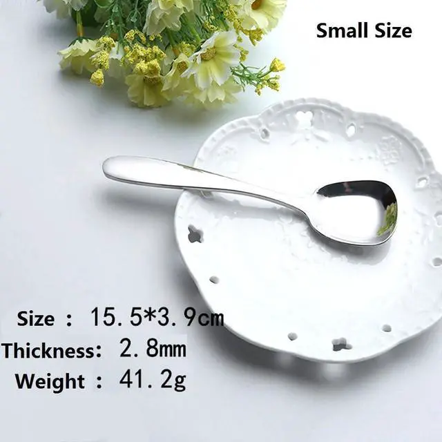 Alt view image 5 of 7 - Stainless Steel Soup Spoons Set of 3 - Table Spoons With Special Square Design, Mirror Polish, Small Size (6.1 Inches Length, 1.53 Inches Width, 0.11inch Thickness)