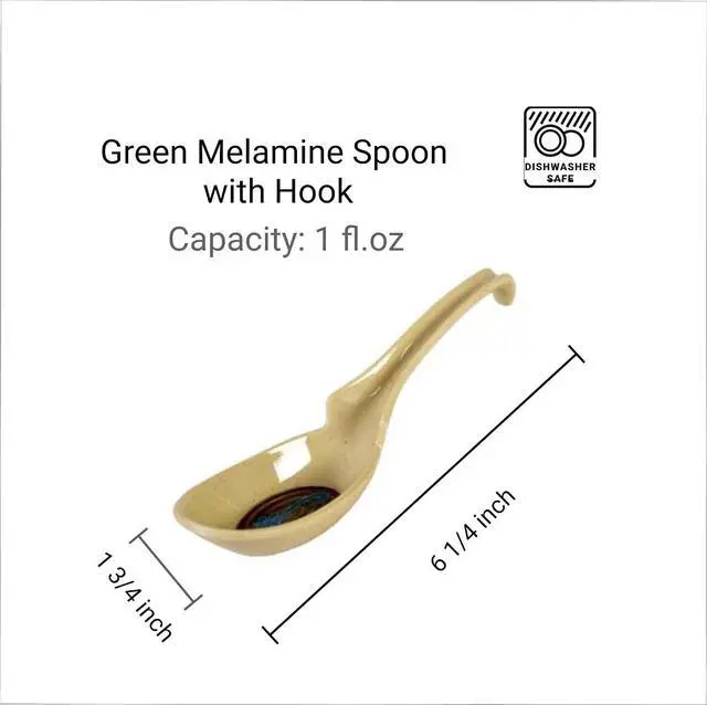 Alt view image 2 of 2 - JapanBargain 2346, Set of 6 Asian Japanese Chinese Wonton Soba Rice Pho Ramen Noodle Soup Spoons Notch and Hook Ladle Style Spoon, Green