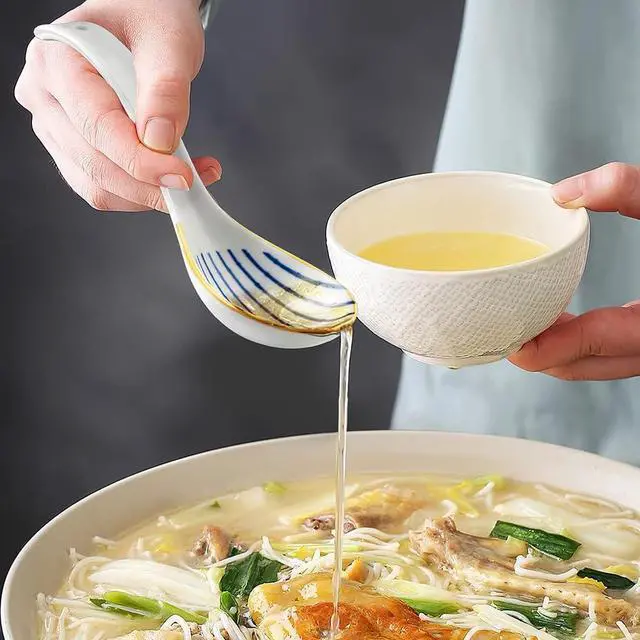 Alt view image 7 of 7 - IQCWOOD Ceramic Spoons, 6.3" Asian Chinese Soup Spoon, 4Pcs | Rice Spoons, Deep Soup Bowl, Easy to Hold, Fine Glaze, for Ramen, Pho, Miso Soup & Wontons, Dishwasher Safe