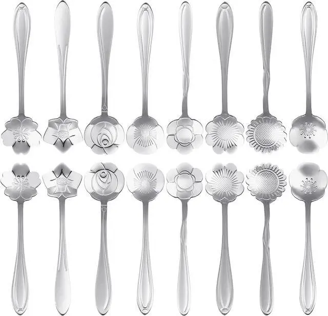 Main image of 16 Pcs Teaspoon Tea Spoons, ESRISE Stainless Steel Cute Coffee Spoon for Tea Party Decorations (Silver)