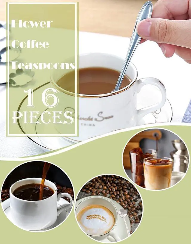 Alt view image 4 of 6 - 16 Pcs Teaspoon Tea Spoons, ESRISE Stainless Steel Cute Coffee Spoon for Tea Party Decorations (Silver)
