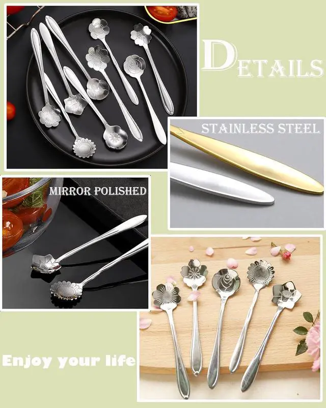 Alt view image 5 of 6 - 16 Pcs Teaspoon Tea Spoons, ESRISE Stainless Steel Cute Coffee Spoon for Tea Party Decorations (Silver)