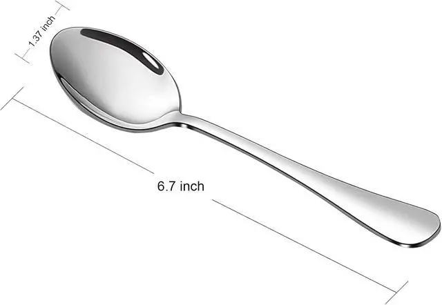 Alt view image 7 of 7 - SANTUO Stainless Steel Teaspoon Set,12 Piece 6.7" Spoons Silverware,Dessert Spoons,Mirror Finish & Dishwasher Safe