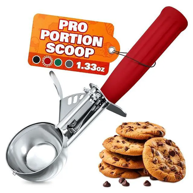 Main image of Ice Cream Scoop with Trigger Release, Size #24, 1.33 Oz Stainless | Easy Portion Control for Gelato, Cookie Dough, Meatballs | Trigger Release, Dishwasher Safe, Rust Resistant, Non-Slip Handle