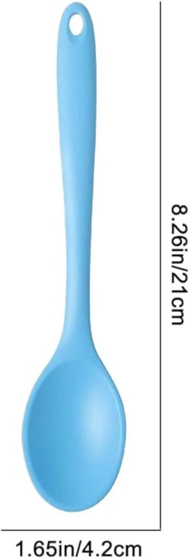 Alt view image 2 of 5 - 4PCS Small Silicone Spoons for Eating, Nonstick Mixing Spoons Set, Heat Resistant Cooking Baking Stirring Serving Spoons, Multi-Color Kitchen Utensils (Blue, Cyan, Green, Gray)