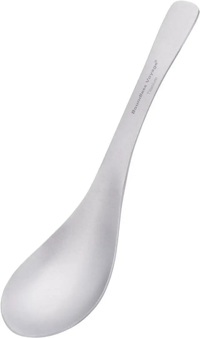 Main image of iBasingo Grade 1 Pure Titanium Spoon 15.5cm Long Ultralight Camping Tableware Portable Deep Soup Bowl Eating Spoon for Backpacking Picnic Travel Ti1067T