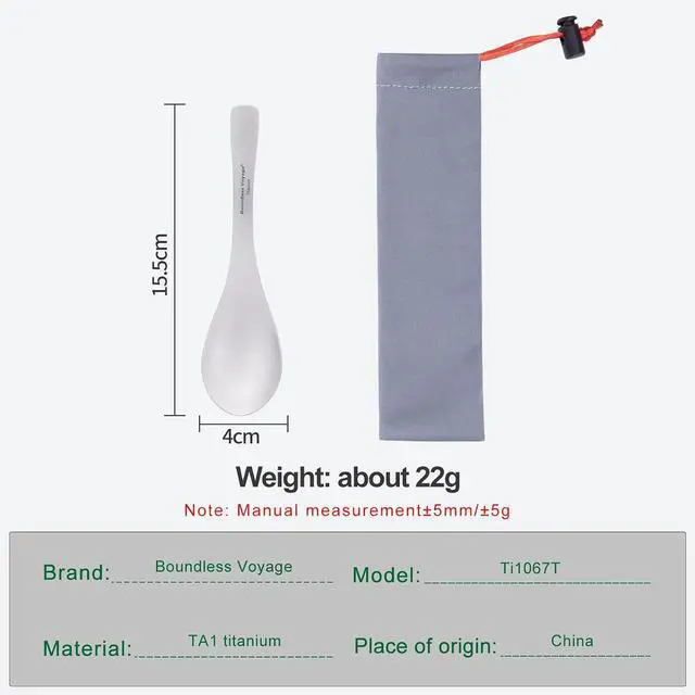 Alt view image 2 of 7 - iBasingo Grade 1 Pure Titanium Spoon 15.5cm Long Ultralight Camping Tableware Portable Deep Soup Bowl Eating Spoon for Backpacking Picnic Travel Ti1067T
