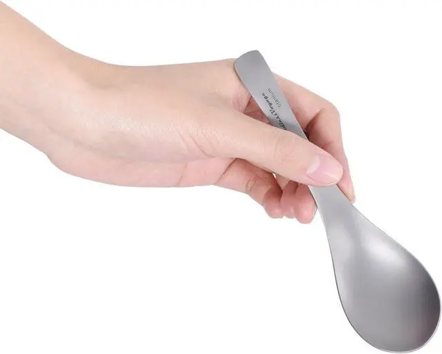 Alt view image 3 of 7 - iBasingo Grade 1 Pure Titanium Spoon 15.5cm Long Ultralight Camping Tableware Portable Deep Soup Bowl Eating Spoon for Backpacking Picnic Travel Ti1067T