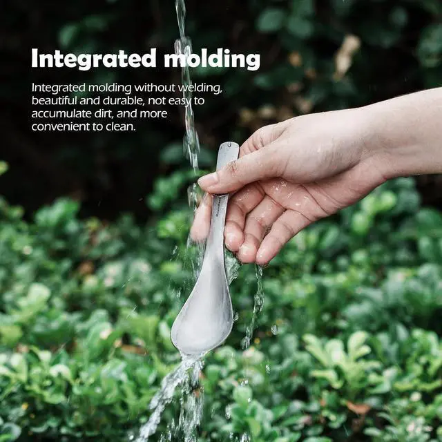 Alt view image 6 of 7 - iBasingo Grade 1 Pure Titanium Spoon 15.5cm Long Ultralight Camping Tableware Portable Deep Soup Bowl Eating Spoon for Backpacking Picnic Travel Ti1067T
