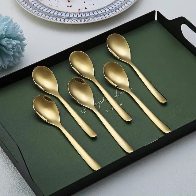 Alt view image 3 of 7 - Gold Demitasse Espresso Spoons, 5.5'' Mini Coffee Spoons, Set of 6, Stainless Steel, Dishwasher Safe