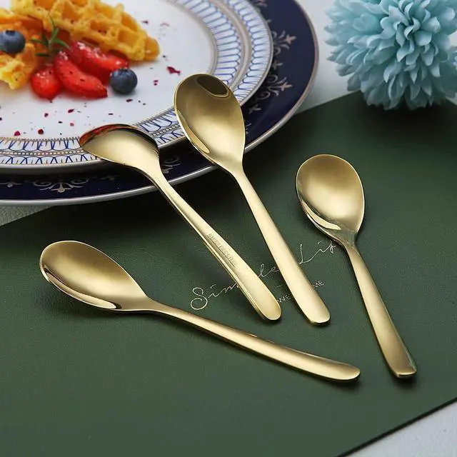 Alt view image 4 of 7 - Gold Demitasse Espresso Spoons, 5.5'' Mini Coffee Spoons, Set of 6, Stainless Steel, Dishwasher Safe