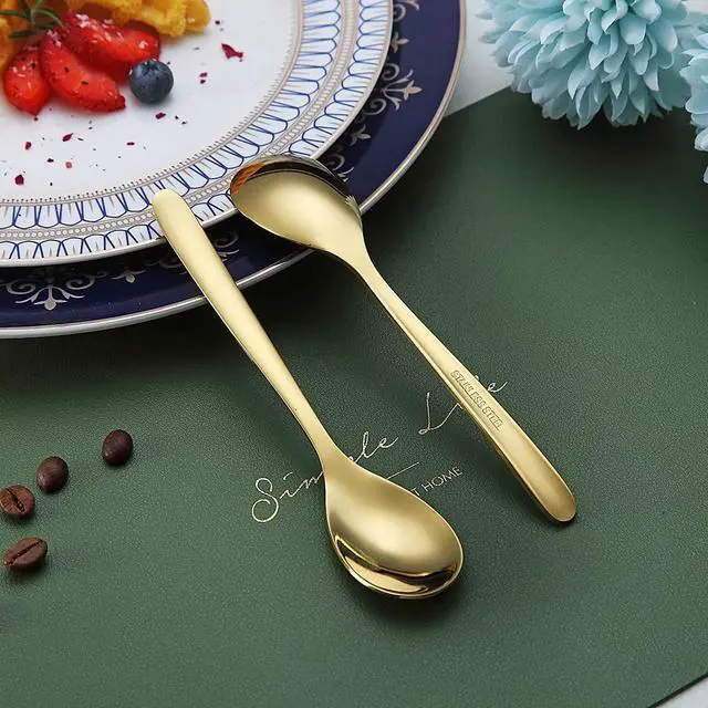 Alt view image 5 of 7 - Gold Demitasse Espresso Spoons, 5.5'' Mini Coffee Spoons, Set of 6, Stainless Steel, Dishwasher Safe