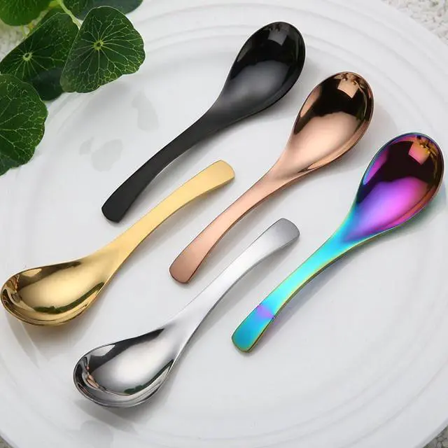Alt view image 4 of 5 - Mirror Finish Stainless Steel Serving Spoons - Soup, Dessert, Coffee & Ice Cream (5, multicolour)