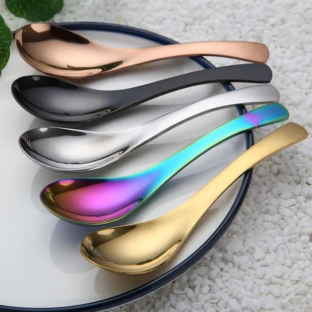 Alt view image 5 of 5 - Mirror Finish Stainless Steel Serving Spoons - Soup, Dessert, Coffee & Ice Cream (5, multicolour)