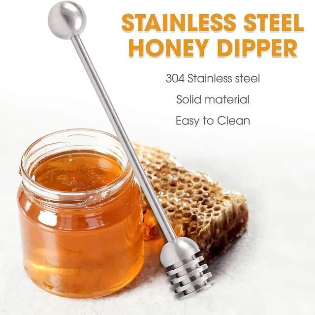 Alt view image 2 of 7 - Stainless Steel Honey Spoons and Dipper, 2PCS Stirrer Server, Spiral Sugar Spoon, Iced Tea Spoon, Coffee Spoons