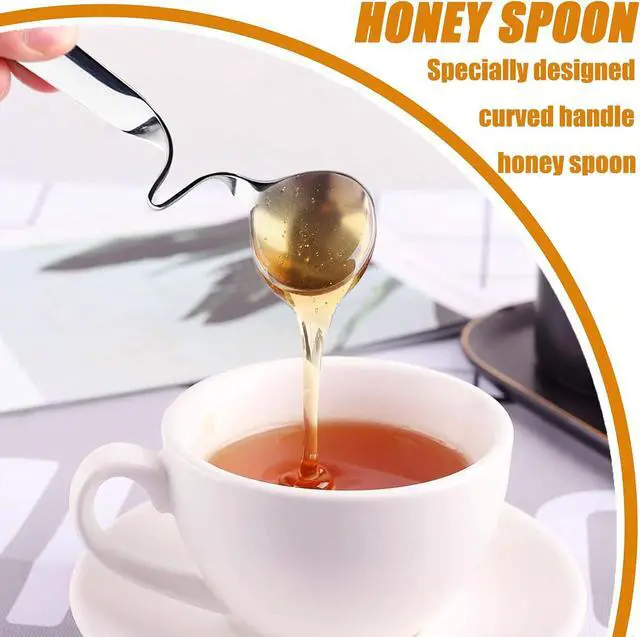 Alt view image 3 of 7 - Stainless Steel Honey Spoons and Dipper, 2PCS Stirrer Server, Spiral Sugar Spoon, Iced Tea Spoon, Coffee Spoons